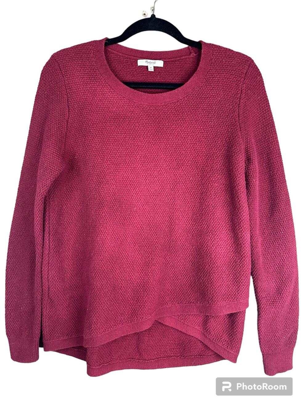 Madewell Red Maroon Long Sleeve Criss Cross Thick Knit Sweater size Medium